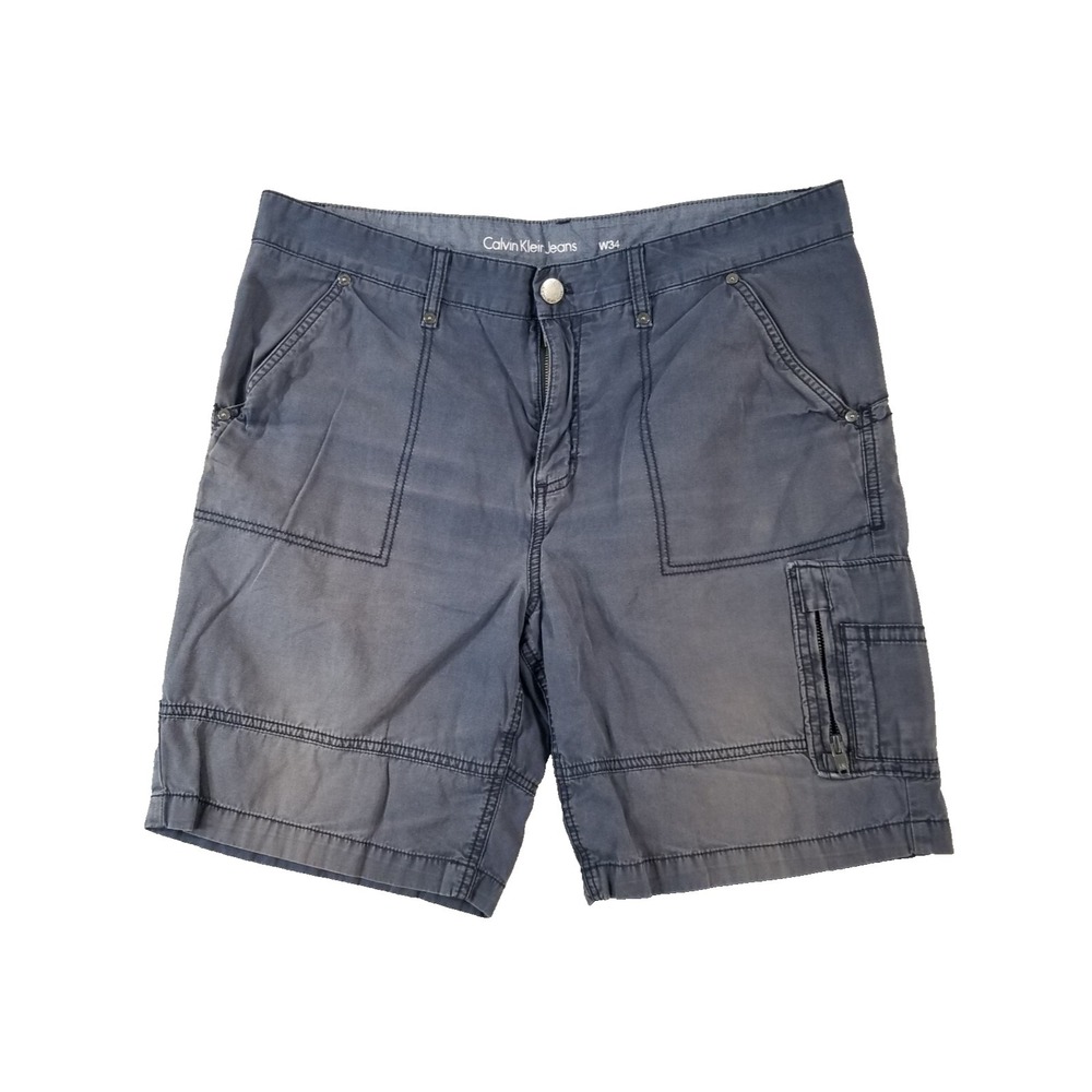 Calvin Klein‎ cargo hiking shorts men's 34x8 blue cotton outdoor faded